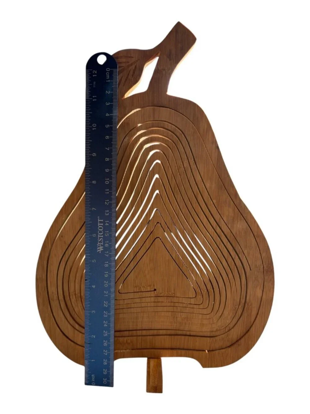 Collapsible Bamboo Pear Fruit Bowl - Single Cut Magic!!  Eco Kitchen Decor